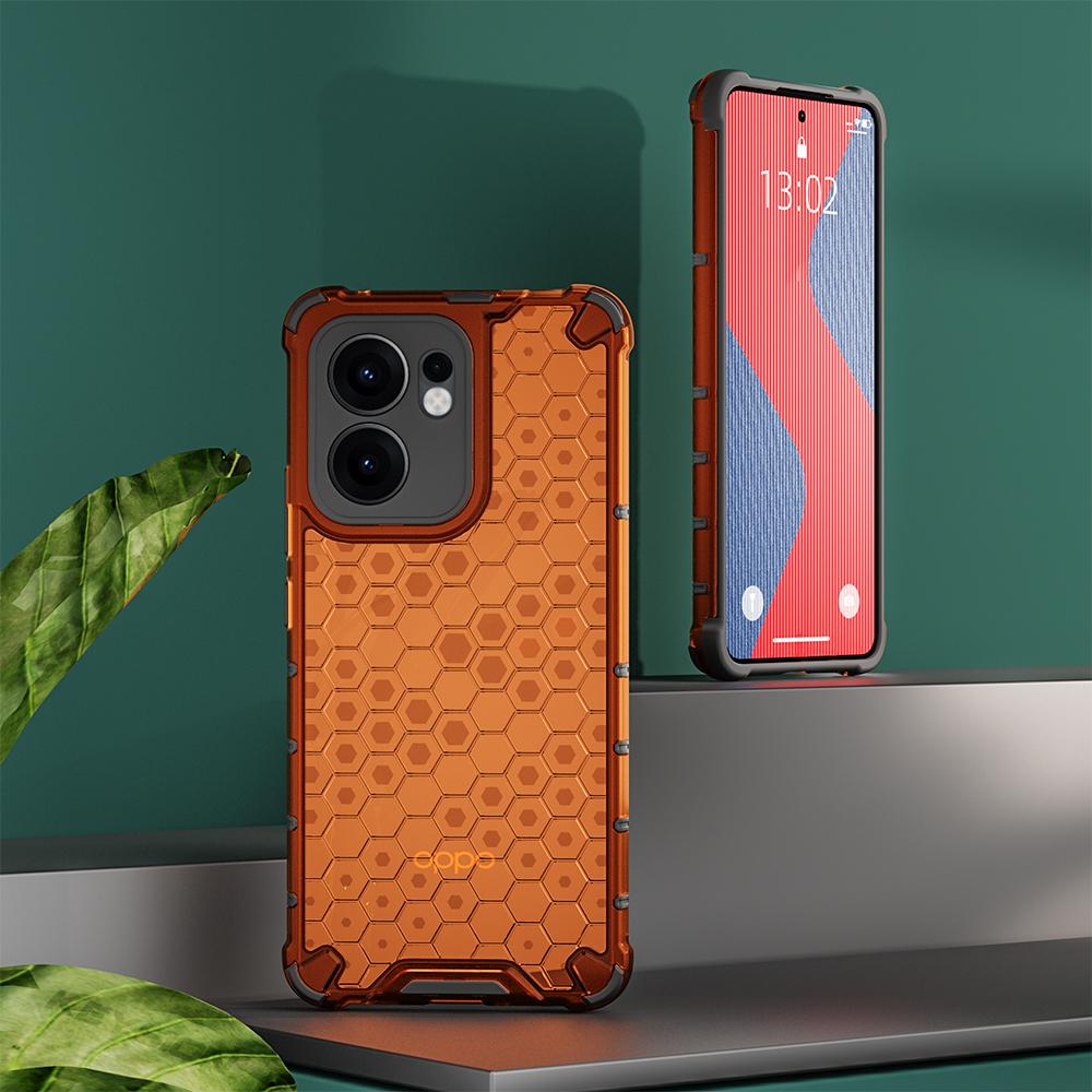KEYSION Shockproof Armor Case for OPPO Reno13 F 5G Soft Silicone+PC Transparent Honeycomb Phone Back Cover for PPO Reno 13 F 4G