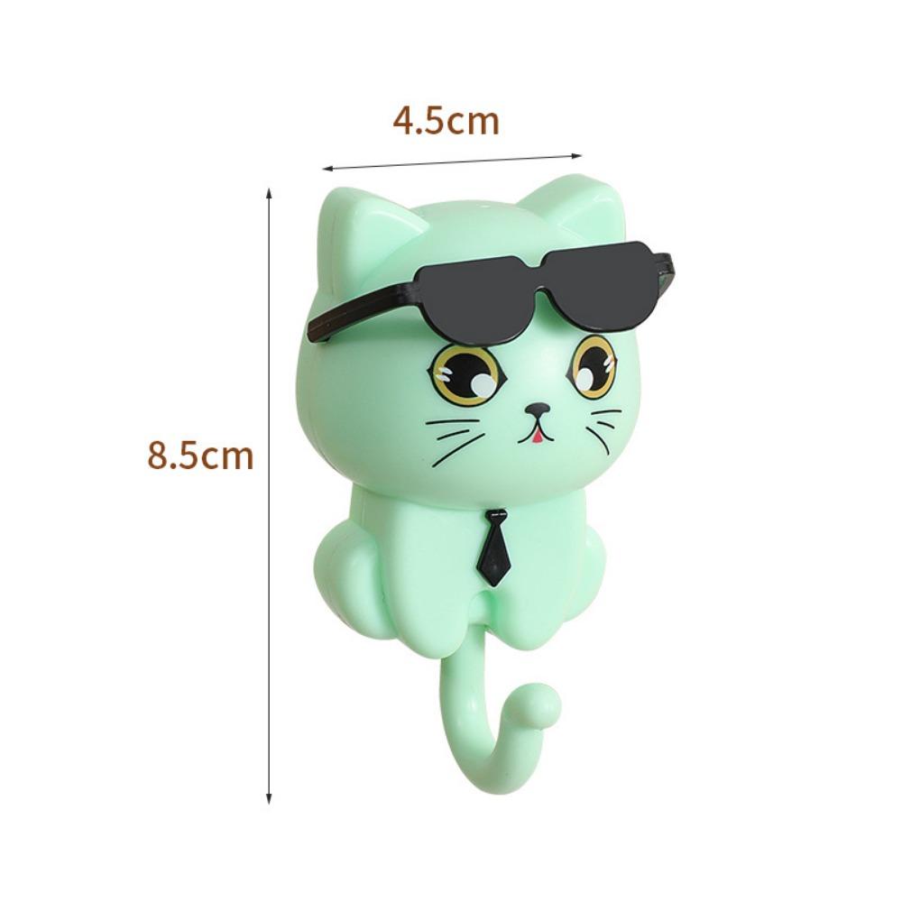 

Plastic Cartoon Cat Hooks Wall Hanging Key Hangers Cute Sticky Hooks for Home