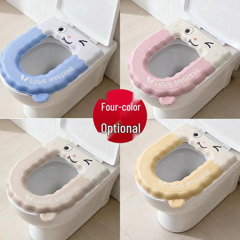 

Four Seasons Waterproof Toilet Seat Cushion - Portable, Adhesive, Thick, Warm, Washable, Universal Fit. рожевий