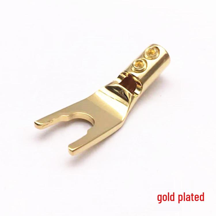 Gold & Rhodium Plated Red Copper Y-Type Solderless Audio Terminal for Amplifiers & Speakers