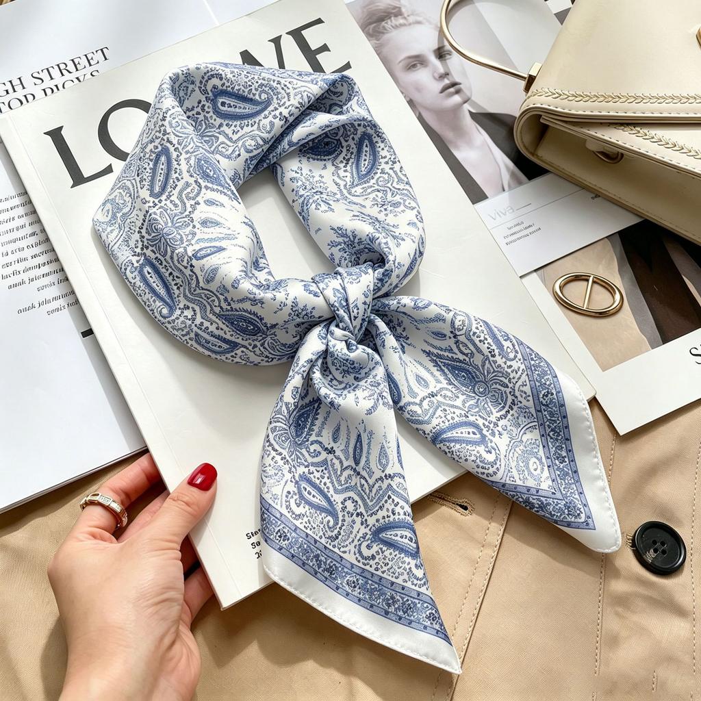 Spring and Autumn thin flight attendant occupation small scarf headscarf small square scarf female foreign style literary Korean versatile cartoon sil