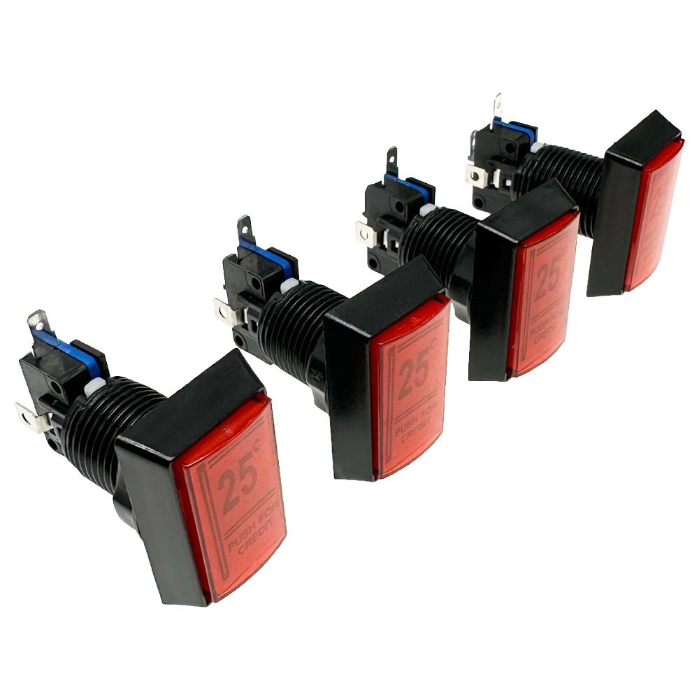 1PCS Arcade Push Button 25 Center Red Push for Credit Coin Operated Gamed Game Led rectangular buttons with Micro Switch