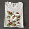 Retro Ladybug Daisy Flower T-Shirt, Floral Graphic Tee, Wildflowers Lover Shirt, Cottagecore Garden Top