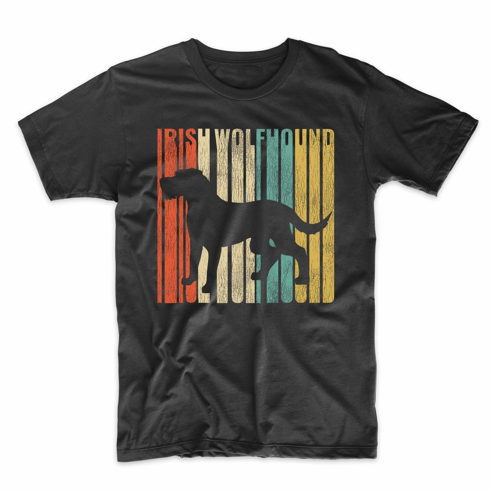 Retro 1970 s Style Irish Wolfhound Dog Silhouette Cracked Distressed T-Shirt 4XL