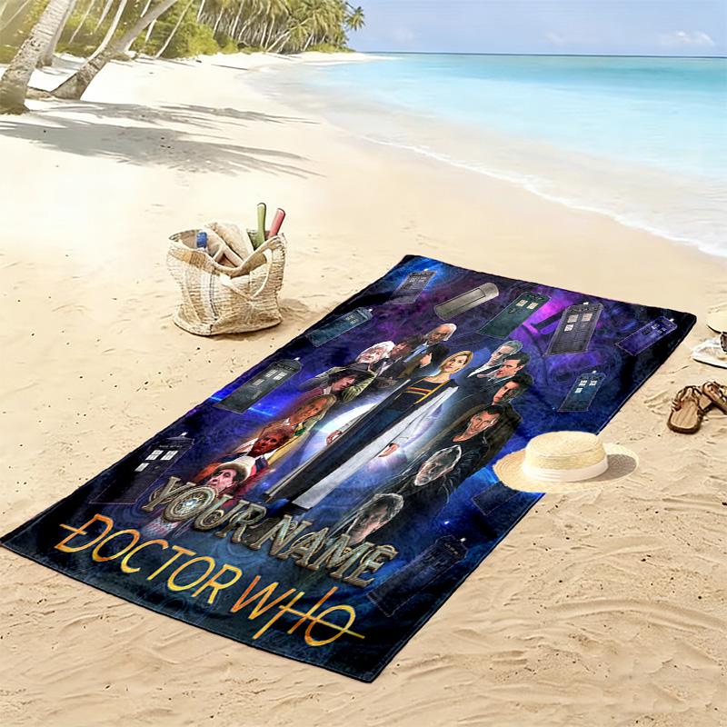 Custom Name Doctor Who Print Beach Towel, Large Soft Quick Dry Towel for Beach Camping Swimming -HE45