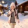 Soft Skin Friendly Winter Set 1 Hat Scarf Gloves for Kids, Fleece Lined Striped Knit with Children Elastic Ribbed Pom Pom, Cozy Toddlers Boys