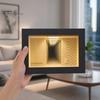 Double-layer Mirror Frame Wooden Backrooms Style Night Light, Infinite Effect Tabletop Lamp, Matte Black Solid Wood Photo Box Dustproof Ambient Light