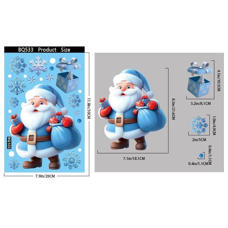 Noel Mavi Kardan Adam Pencere Çıkartmaları Noel Baba Kuş Kar Tanesi Geyik Süsler Mutlu Noeller Mutlu Yıllar
