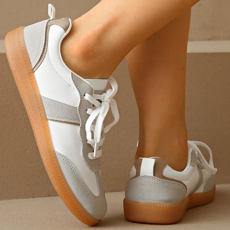 Fashion Concise Mix Color Sneakers Woman Spring Autumn Lace Up Walking Flats Shoes Women Plus Size 44 Wear-Resistant Sports Shoes Lady