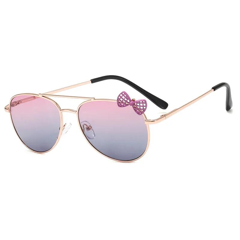 Kids Cute Sun Glasses Metal Material Glasses Frame Bow Children Sun Eyeglasses Fashion Style Gilrs Outdoor Goggles Eyewear UV400 Protection Gafas De