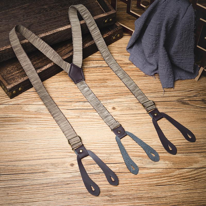 Unisex Y-Back Non-Slip Elastic Suspenders for Plus Sizes коричневый