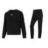 Logo Embroidered Crew Neck Pullover Sweatshirt And Cuffed Casual Pants Set Women Sweatshirt And Pants Set Black HM7064+GP0660