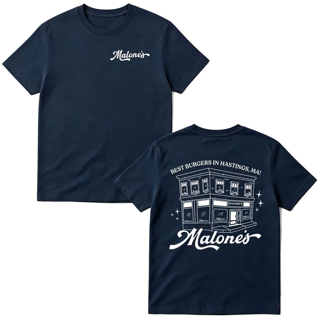 Summer Fashion Trendy Tee Men Women Vintage Top Malone's Bar Off Campus TV Series T-shirts Best Burgers In Hastings MA Briar University