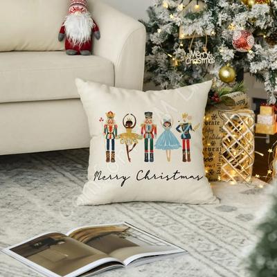 Merry Christmas Nutcracker Throw Pillow Cover 18x18 Inch Winter Holiday Party Cushion Case Home Decoration for Sofa Couch Bed