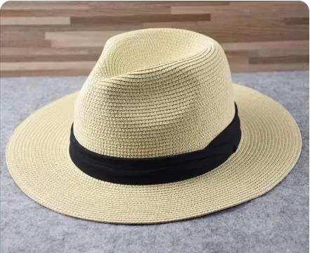 XL Großer Kopf 63CM Sommer Strand Geflochtene Sonnenhüte Herren Damen Übergröße Jazz UV UPF 50+ Sonnenschutz Reise Panamastrohhüte Unisex