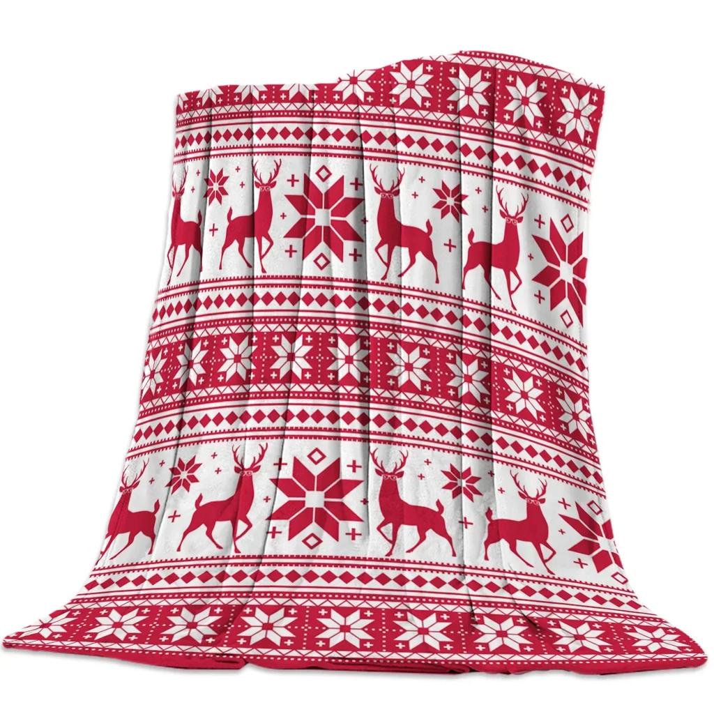 Christmas Winter Animals Checkered Buffalo Blankets Throw Cover Fleece Comfort Warm Room Couch Home Bedspread Blanket