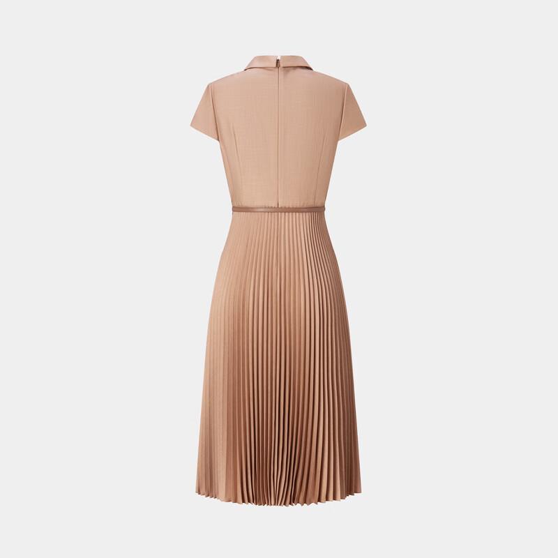 Ports Women's Shirt Collar Pleated Midi Dress