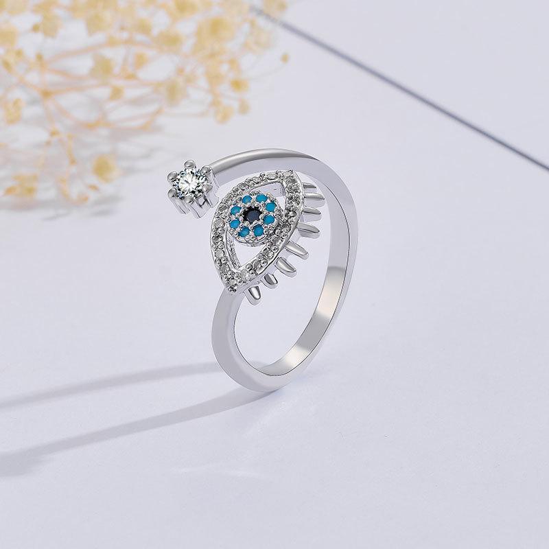 Women Retro Evil Eye Ring, Elegant Personality Fashion Adjustable Finger Jewelry