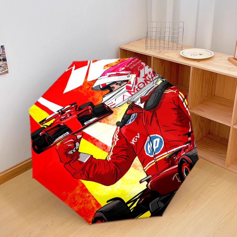 1 PC Automatic Folding Umbrella - F1 Track Map Pattern, Portable & Foldable Design with 8 Ribs, Christmas Birthday Gifts
