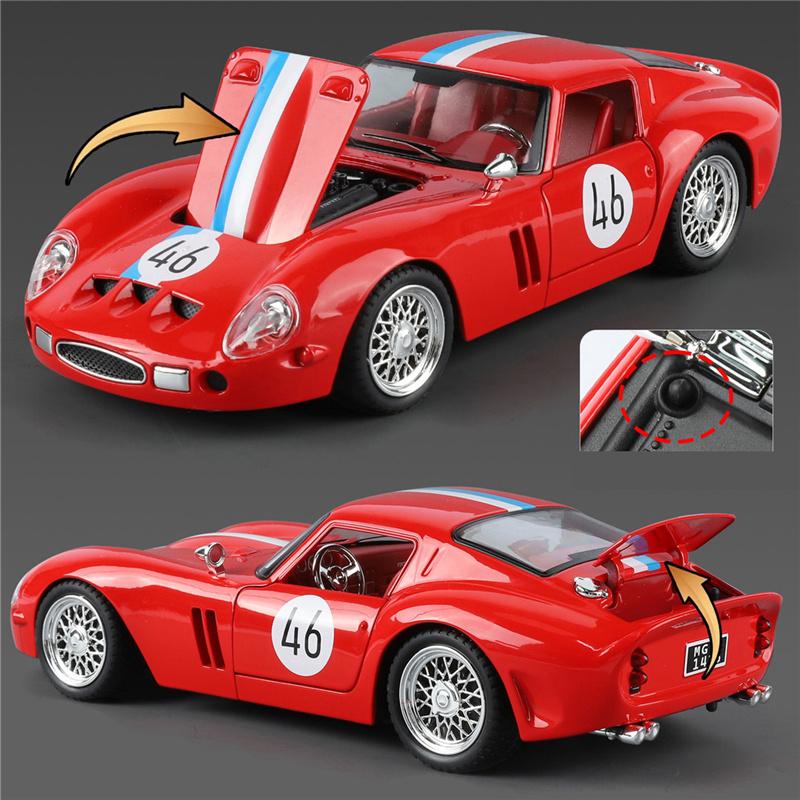 1:24 250 Gto Alloy Super Sports Car Model Diecast Metal Track Racing Car Vehicles Model Sound And Light Simulation Kids Toy Gift