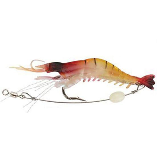 3Pcs Soft Lifelike Simulation Shrimp Prawn Fishing Lures Luminous Bead Hook Bait