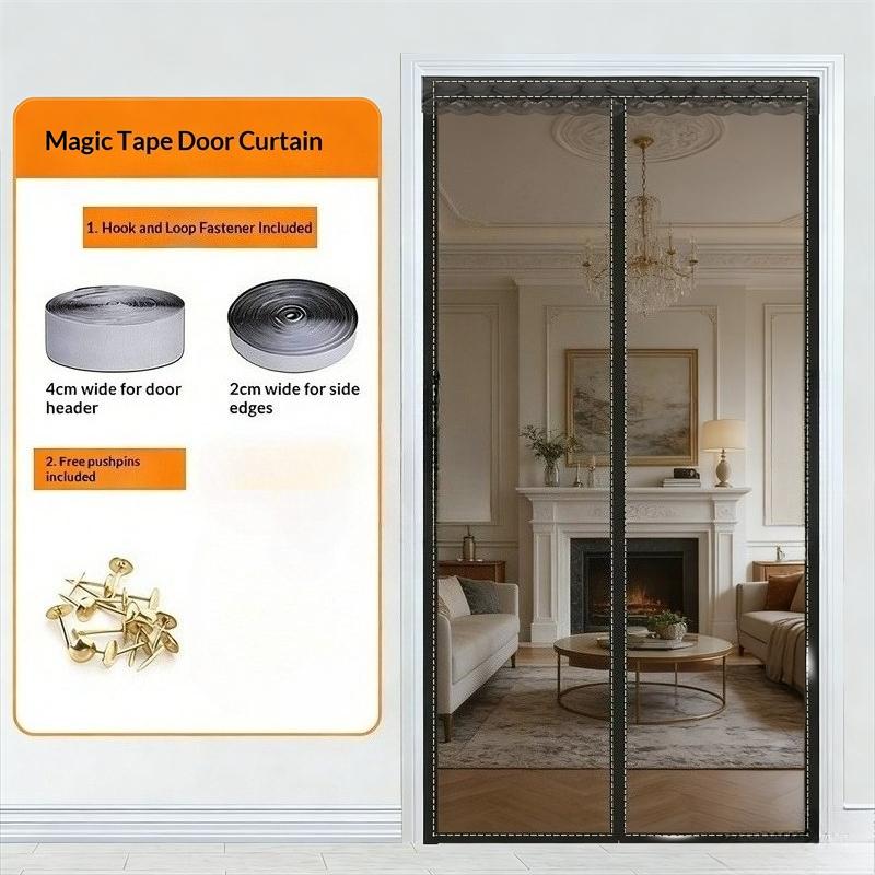 Москитная штора, Высококачественная магнитная сетчатая дверь, Зашифрованная перегородка для домашней спальни, Индивидуальное сетчатое окно на лето 70*200cm чёрный