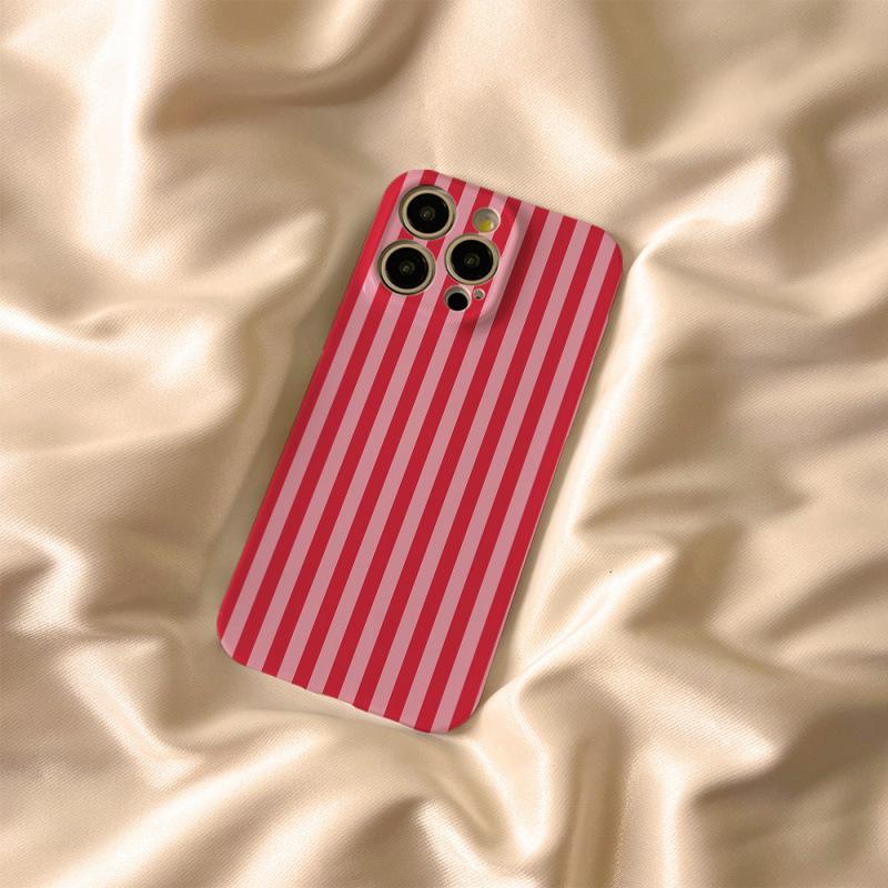 Red Pink Vertical Stripes Film Phone Case for IPhone 16 15 Pro Max 14 13, POD Customizable Full Coverage Precise Cutout Shockproof Hard Cover iPhone 16 красный