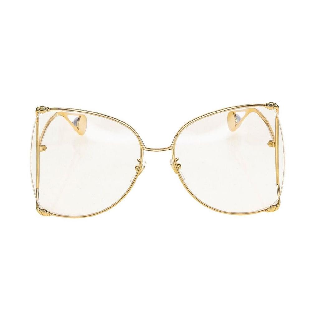 Gucci Side Mirror Leg Irregular Shape Sunglasses Women sunglasses Gold GG0252S-001