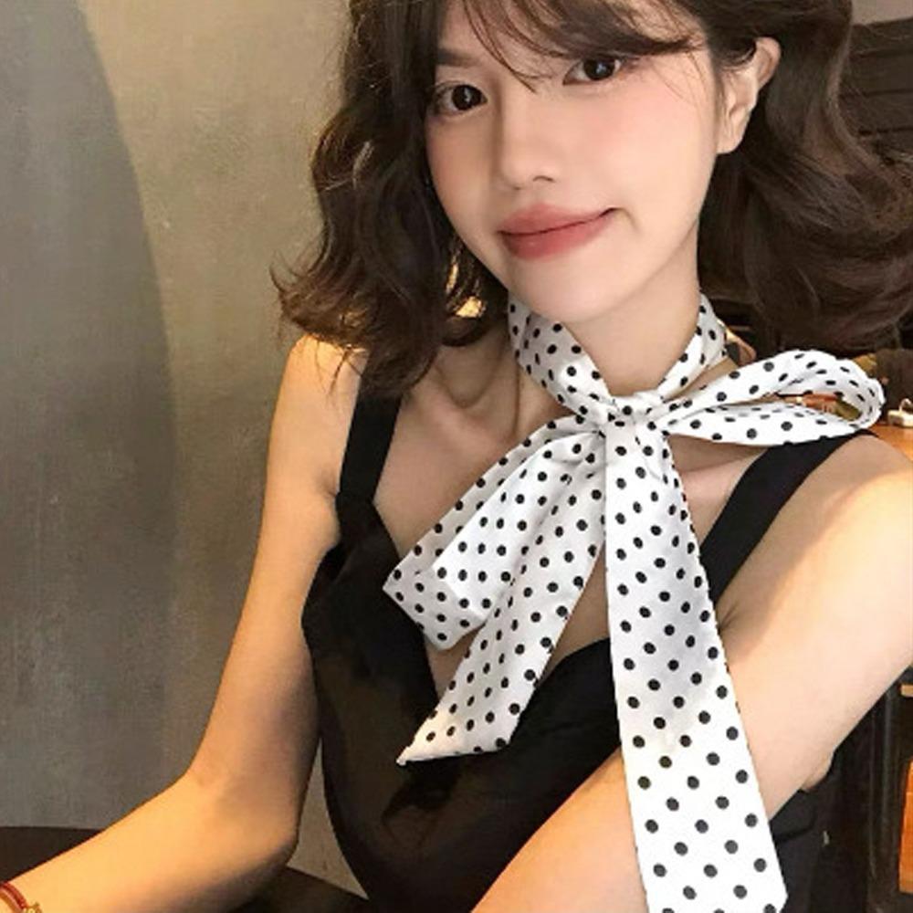 Polka Dot Vintage Neckerchief Chiffon Silk Scarf Vintage Design Waist Belts Outfit Matching