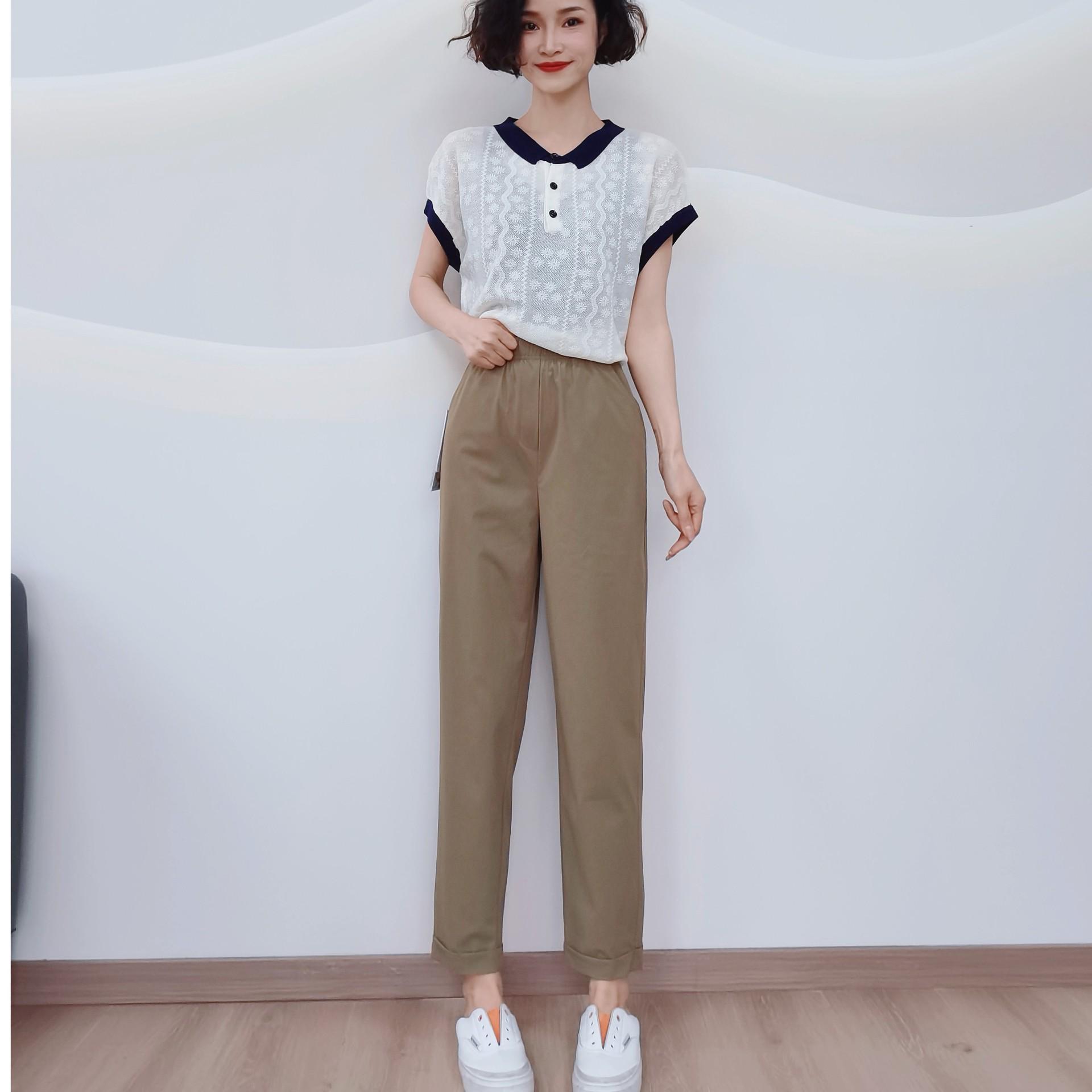 

Summer Slimming High-Waisted Petite Cigarette Pants L 108-118 lbs коричневый