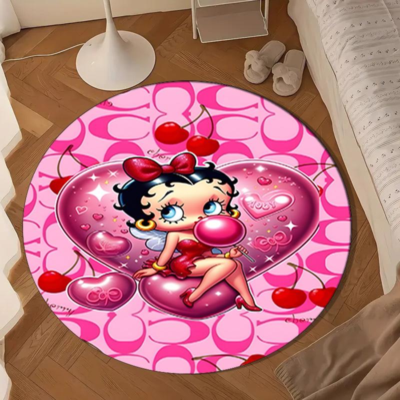 Laday In Red Dress Round Rug for Livingroom,Bedroom, Palyroom, Chair Rug, Area Rug, Circle Carpet, Large Size Fan Christmas Gift