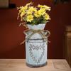 Flower Rustic Jug Decorative Metal Planter for Artificial Flowers Farmhouse Vase Living Room