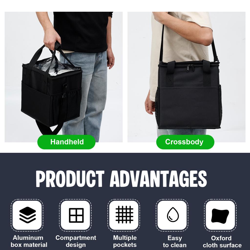 Reusable 4 Cups Drink Carrier for Delivery with Adjustable Dividers Insulated Drink Caddy Holder Bag with Multiple Pockets