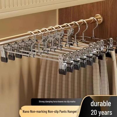Cintre Métallique Rétractable Antidérapant pour Pantalons et Jupes avec Pinces - Sans Marques, Idéal pour le Séchage et l'Usage Domestique