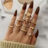 Sada prstenů s českým zlatým řetízkem pro ženy Fashion Boho Coin Snake Moon Rings Dárkové šperky Party Trend