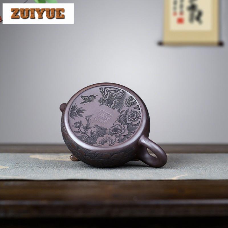 220ml Handmade Yixing Purple Clay Teapots Handmade Wealth Pot Raw Oreiron Blood Red Sand Tea Maker Kettle Zisha Tea Set Supplies
