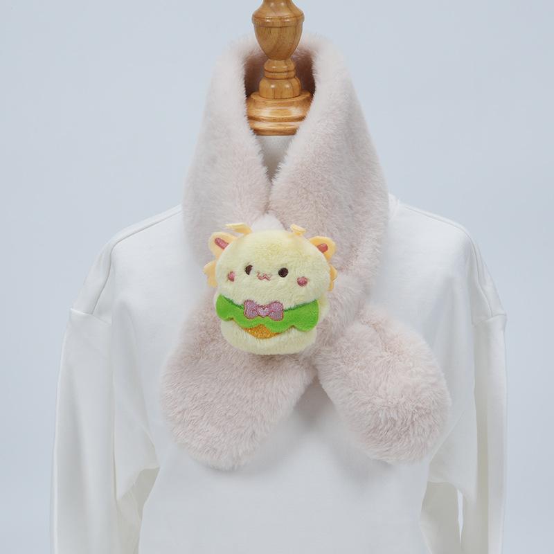 Cute Cartoon Panda Plush Scarf for Kids - Windproof & Thickened Winter Neck Warmer