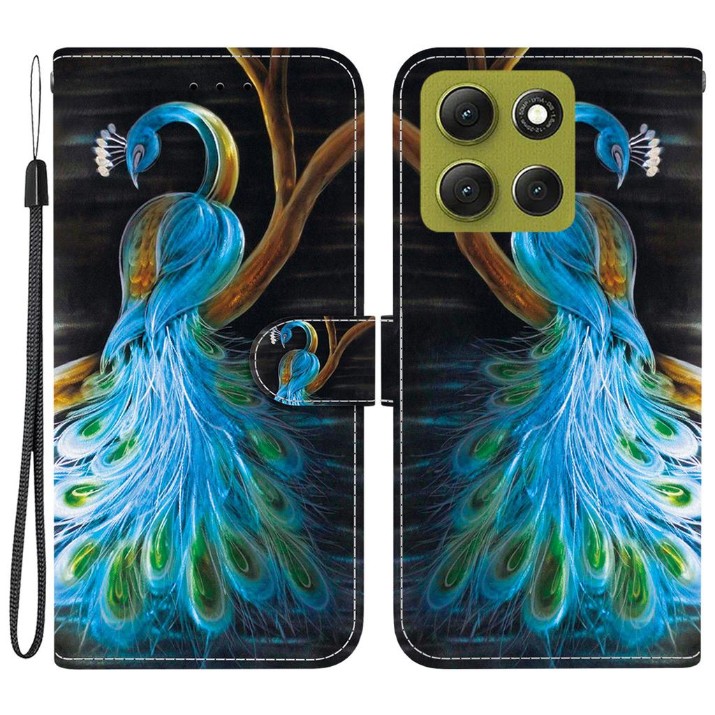 For Motorola Moto G86 5G Case Pattern Printing Leather Flip Wallet Phone Cover with Lanyard