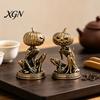 Creative Tea Pet Accessories Solid Brass Pumpkin Monsters Figurine, Distressed Statue, Vintage Skeleton Small Decorative Sculptures Sculpture