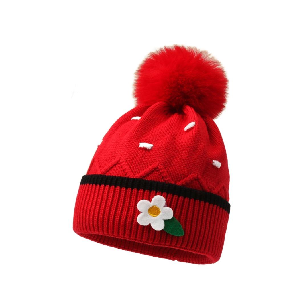 Solid Color Knitted Hats Woolen Balls Woolen Hats Cartoon Baby Hat  Unisex