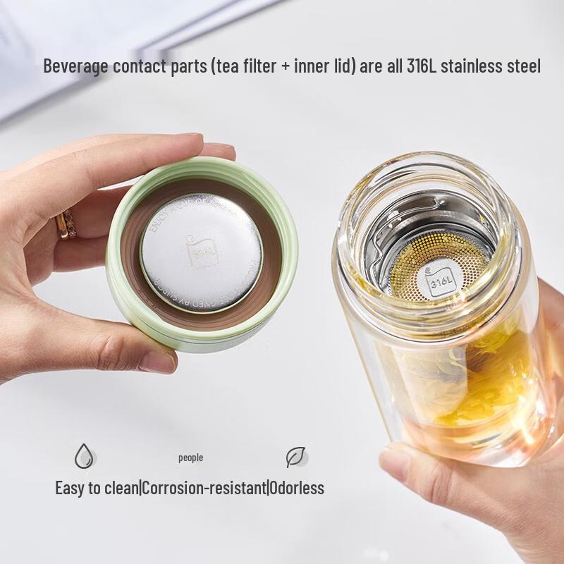SUPOR Double-Walled Borosilicate Glass Travel Mug