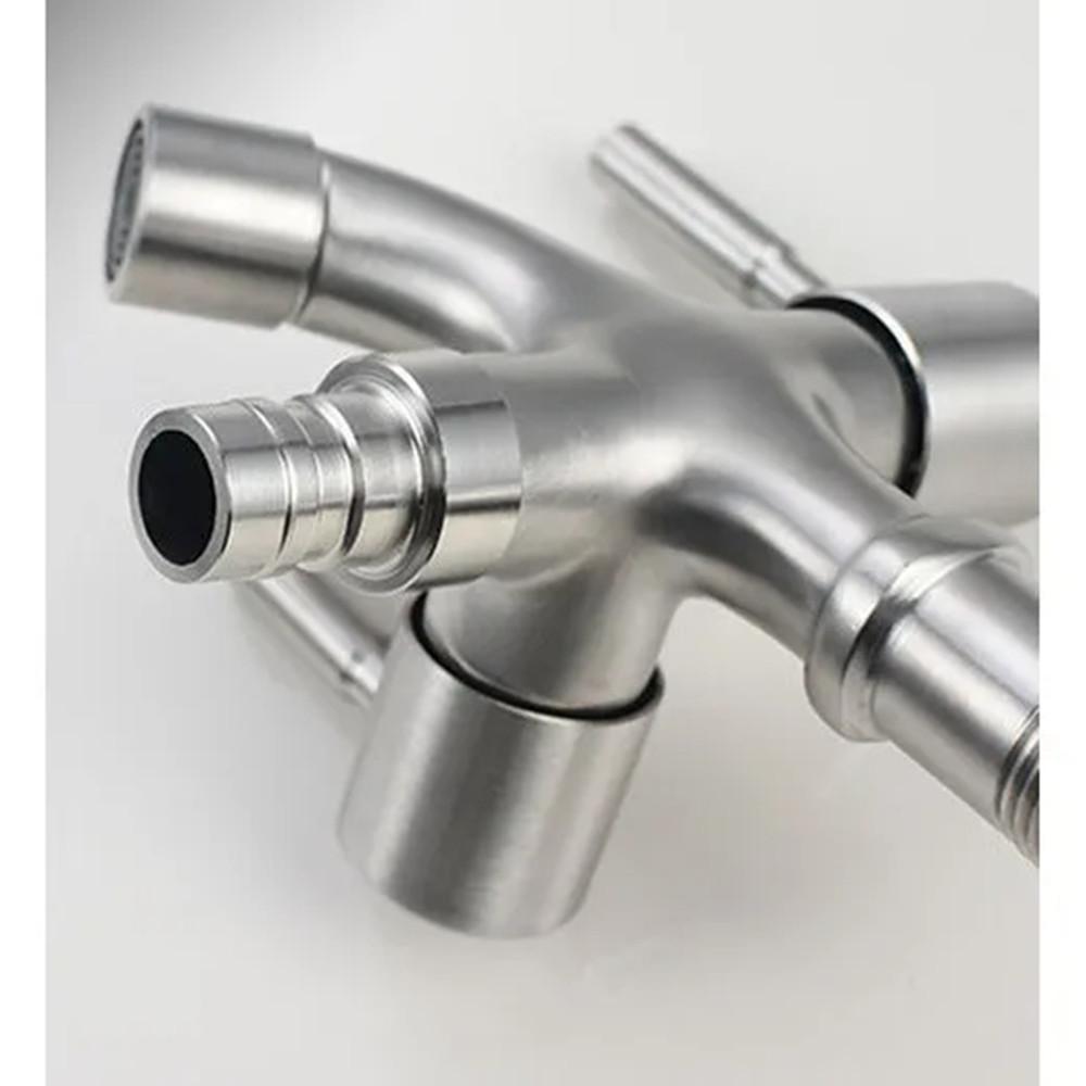304 Stainless Steel Faucet Lengthened One Into Two Out Multi-function Double-outlet Washing Machine Faucet