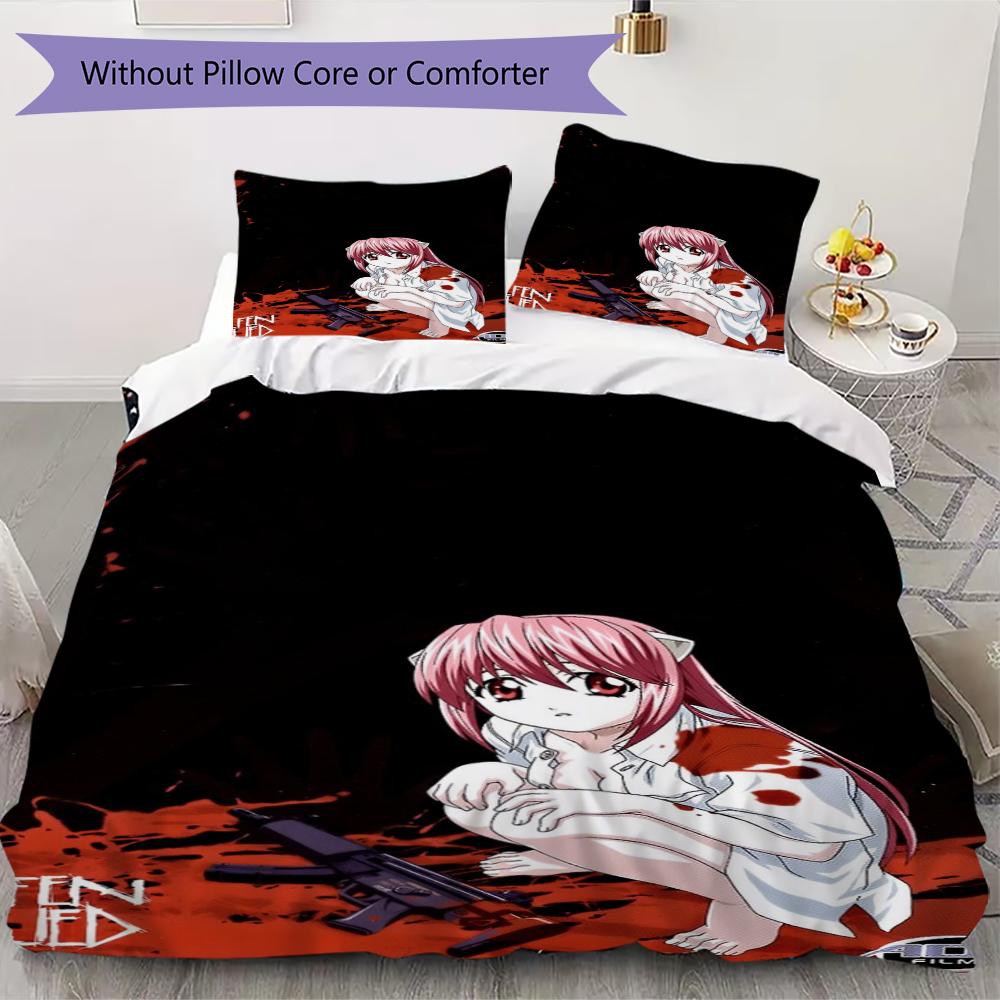 Elfen Lied Anime Pattern Bedding uilt Set uilt Cover Pillowcase Home Decoration Birthday Gift (1 * duvet cover + 2 * pillowcase without core)41