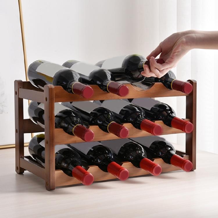 2 Tiers/3 Tier Wood Wine Rack Freestanding Wine Bottle Storage Holder Stand