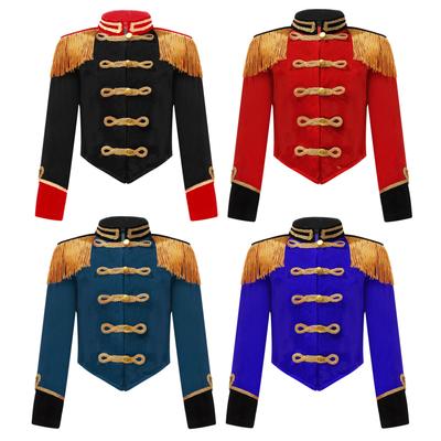 Costume da capobanda da circo per bambine e ragazze, con colletto alto e giacca con nappe, costume da capobanda per cosplay