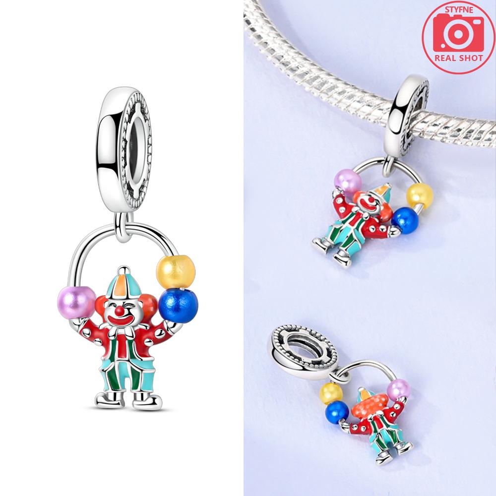 

Original Charms Copper The Clown Throws Colorful Ball Pendants Fit Charms Plata Bracelets For Women Jewelry Making Gifts
