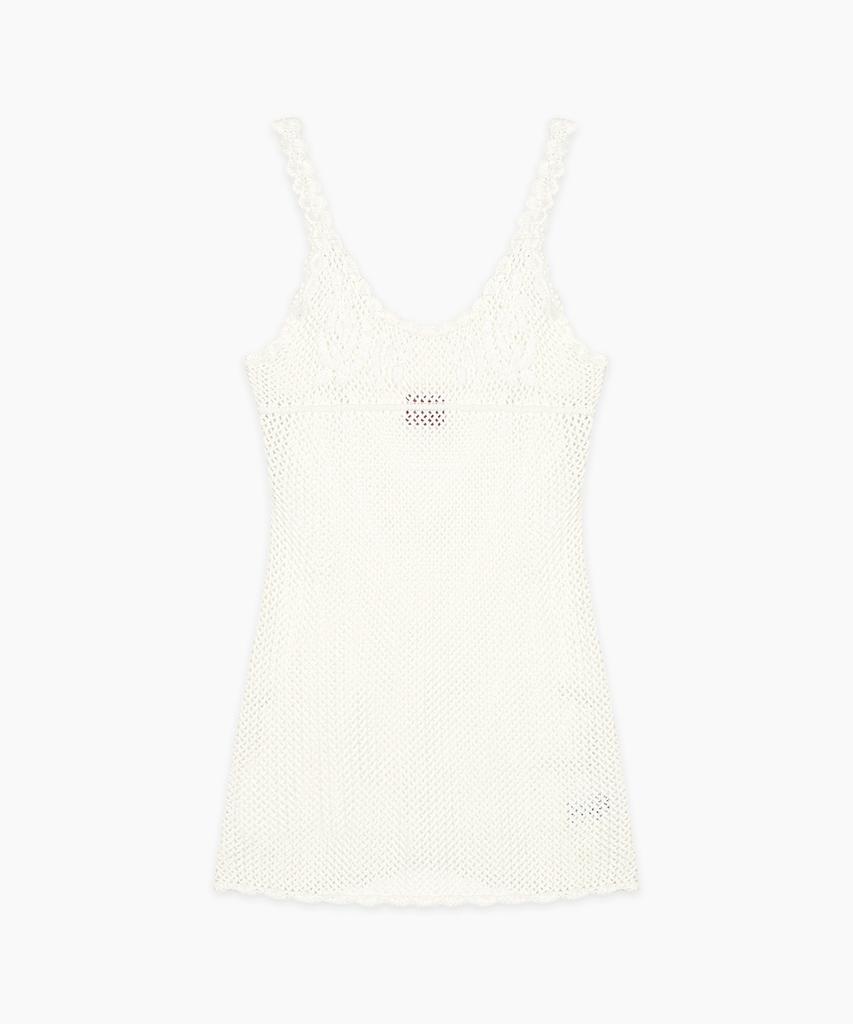 SINOON Rose Embroidered Knit Sleeveless Dress (Cream)