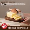 Kitchen Gadgets for Bread Spreading Wooden Butter Dish with Glass Lid And Knife, Holder Keeper Wood Base Countertop & Refrigerator, Tray, Container,