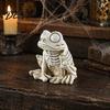 Resin Gothic Home Ornaments Halloween Skeleton Frog Figurine, Animal Bone Statue for Bar Haunted Oddity Curiosities Decor House, Spooky Ornament,