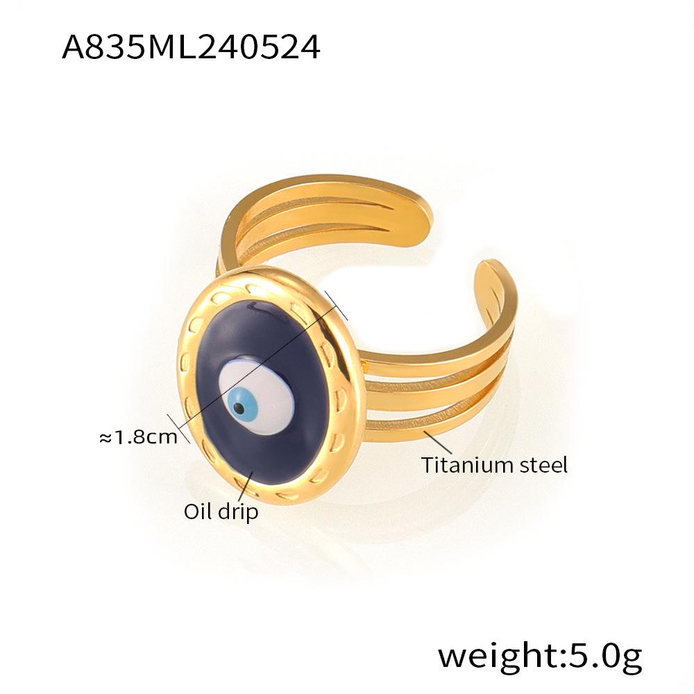 Blue Drip Oil Demon Eye Titanium Steel Ring - Ethnic Tail Ring for Women
